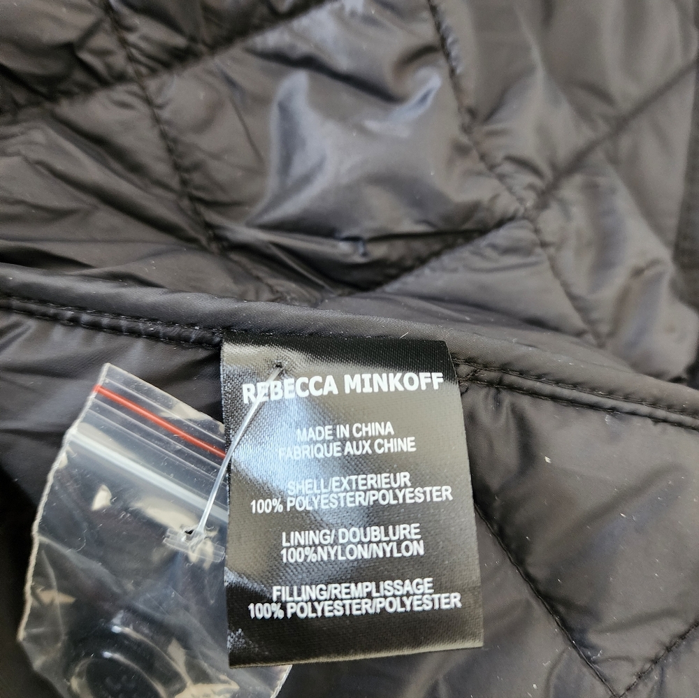 Rebecca Minkoff  Quilted Longline Double Breasted Black Women's Coat Size M  NWT - Picture 5 of 8